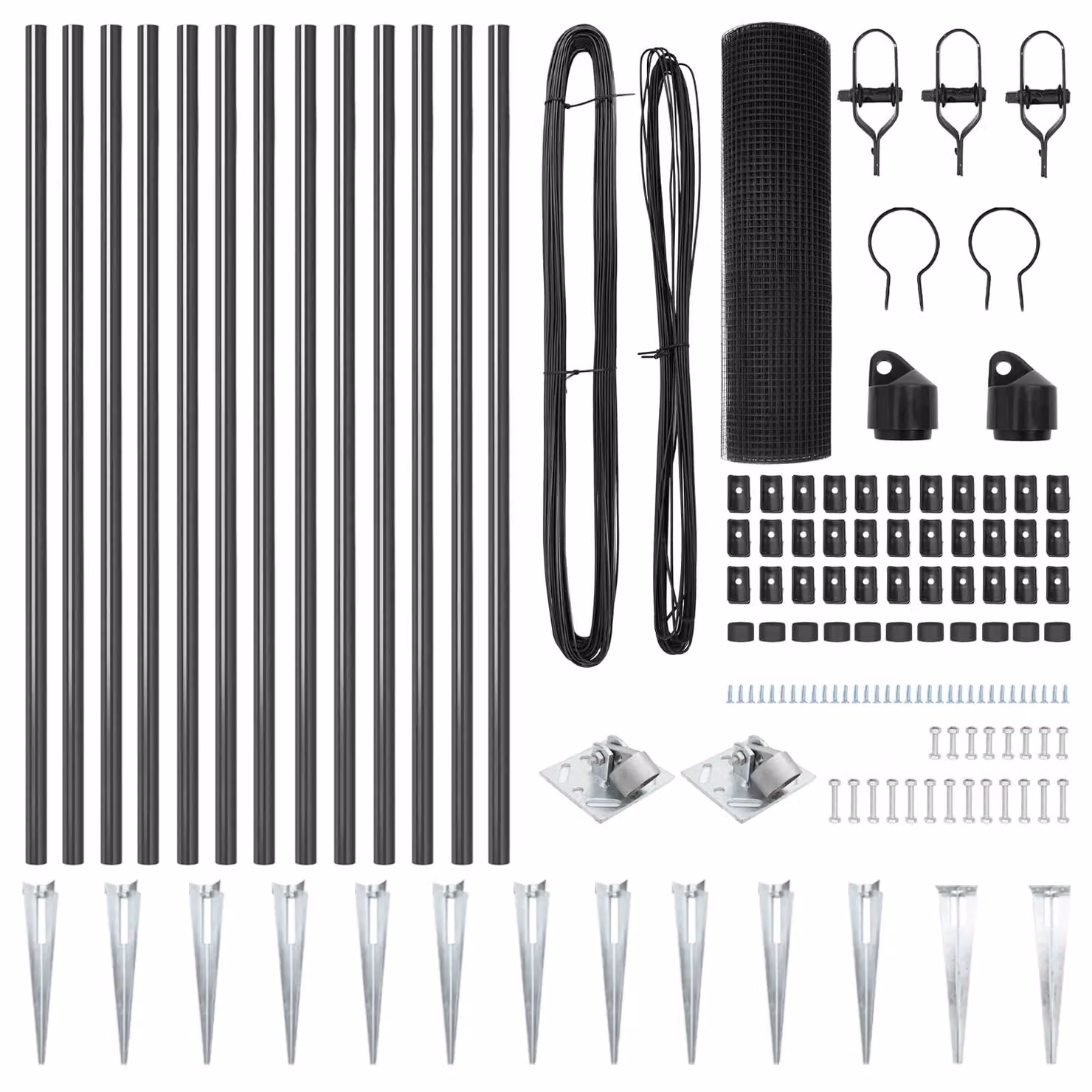 Berkfield Home Grey PVC-Coated Steel Welded Wire Fence with 13 In-Ground Spike Posts, W: 0.6 m, L: 25 m – 3