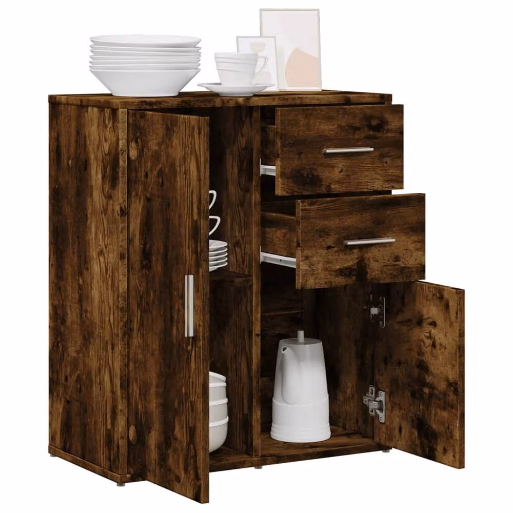 Berkfield Home Smoked Oak Sideboard in Brown, W/D/H: 60 x 31 x 70 cm – 3
