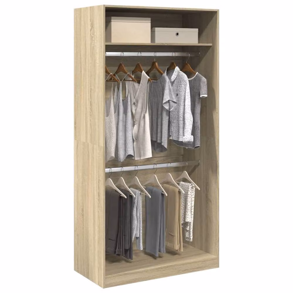 Berkfield Home Sonoma Oak Wardrobe in Beige, W/D/H: 100 x 50 x 200 cm – 2