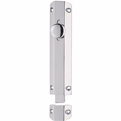 Loops Surface Mounted Flat Sliding Door Bolt Lock in Silver, 102 x 36 mm