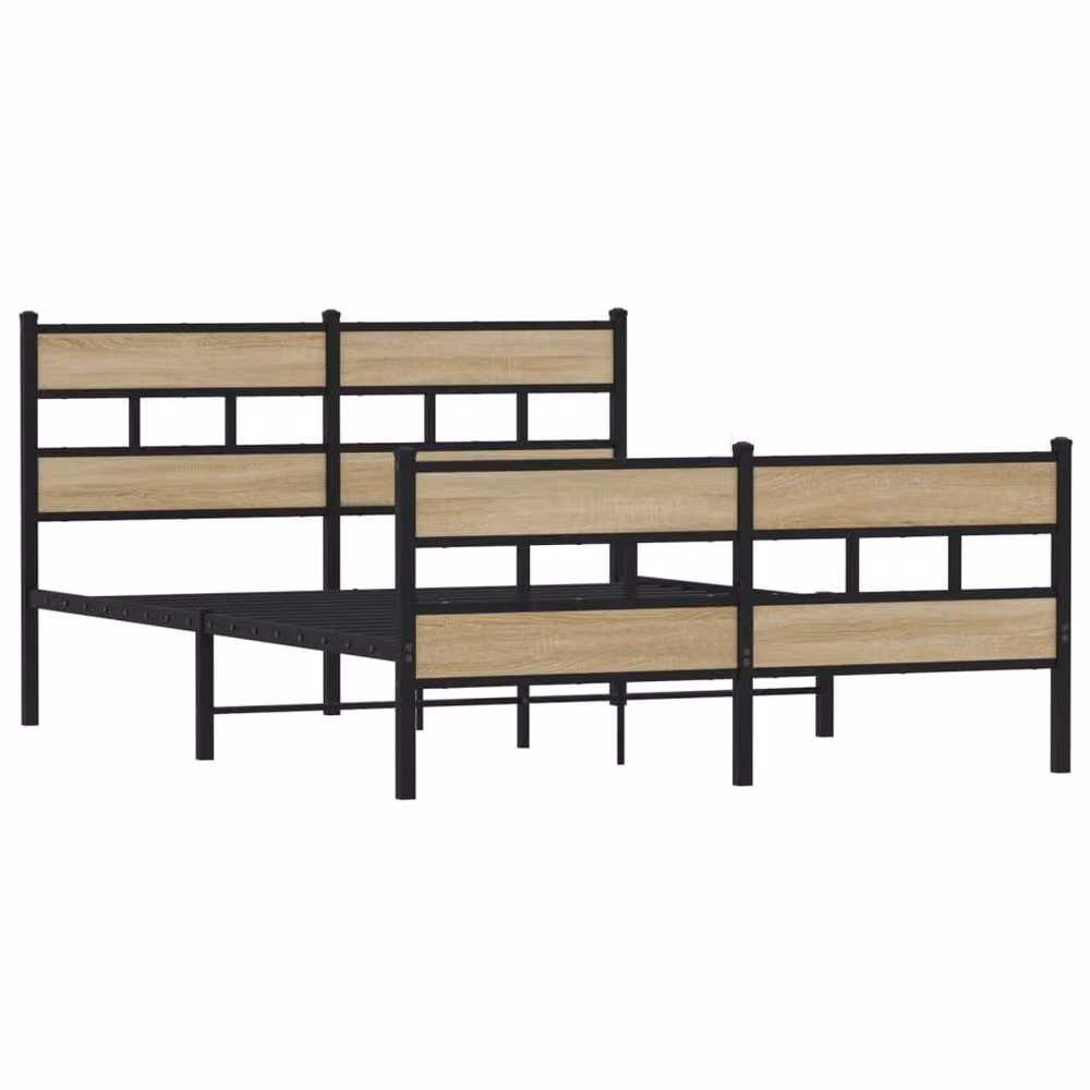 Berkfield Home Metal Bed Frame in Sonoma Oak Brown, W: 140 cm, L: 200 cm – 3
