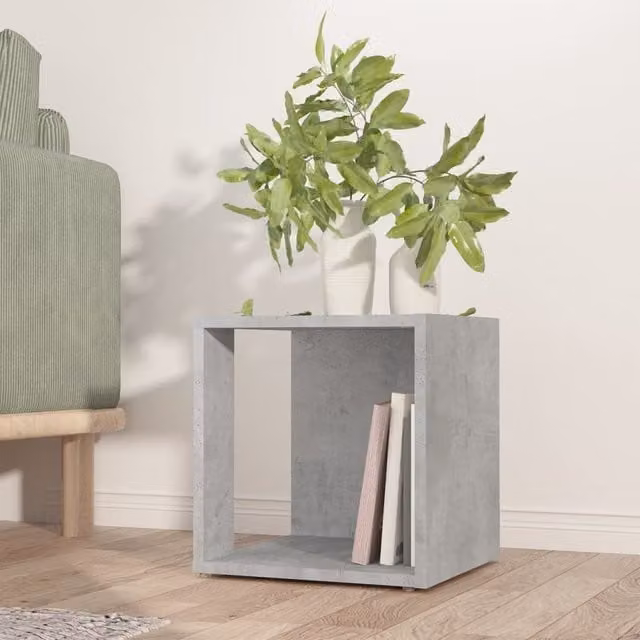 Berkfield Home Square Side Table in Grey Composite Wood, W/D/H: 33 x 33 x 34.5 cm – 1