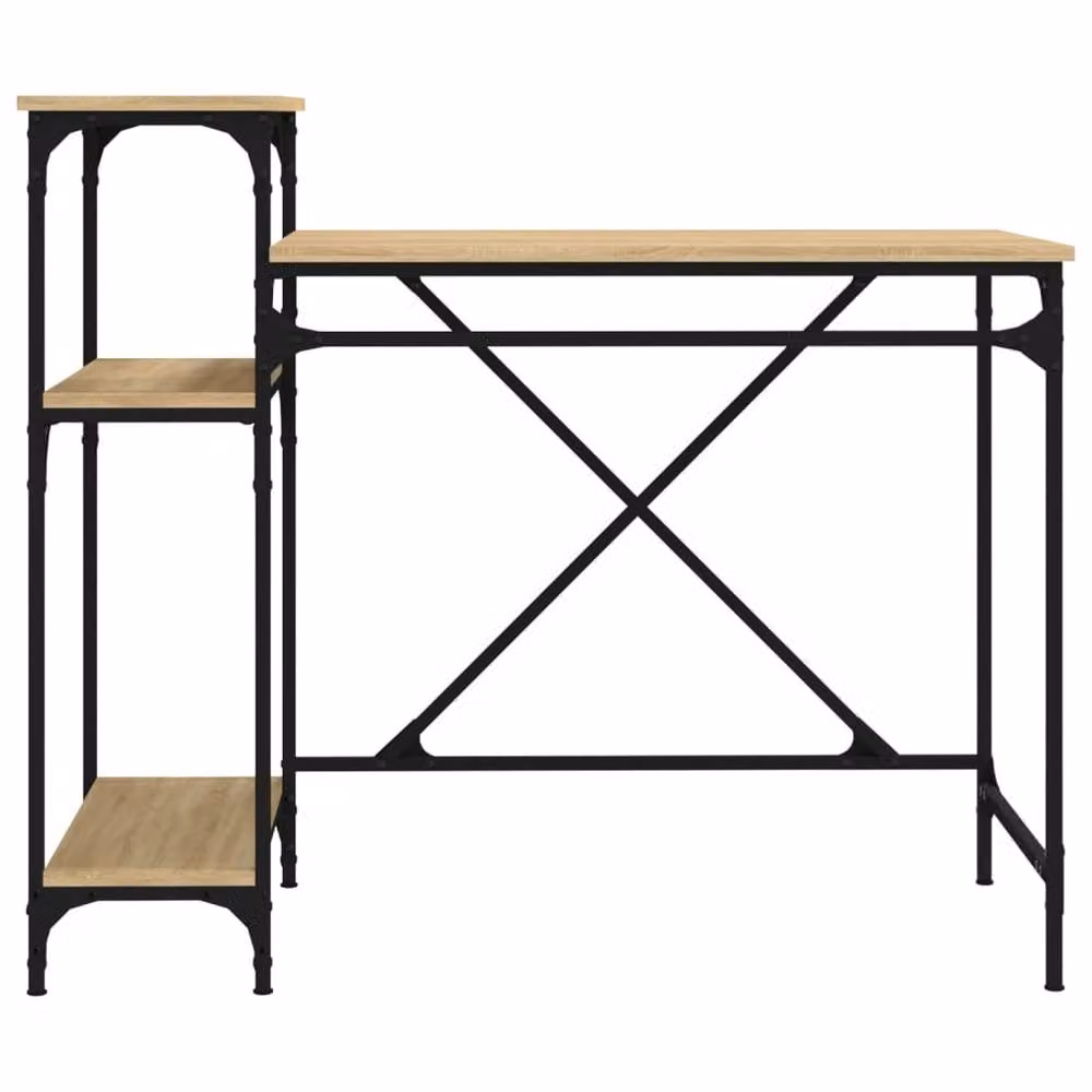 Berkfield Home Industrial Computer Desk with Shelves in Sonoma Oak and Brown, W/D/H: 105 x 50 x 90 cm – 4