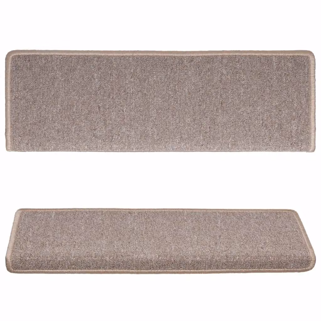 Berkfield Home Self-Adhesive Carpet Stair Treads, 15 Pieces, Light Brown, W: 65 cm, D: 21 cm, H: 4 cm – 3