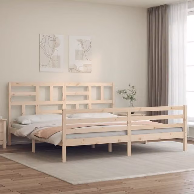 Berkfield Home Solid Pine Wood Bed Frame in Brown, 200 x 200 cm – 1