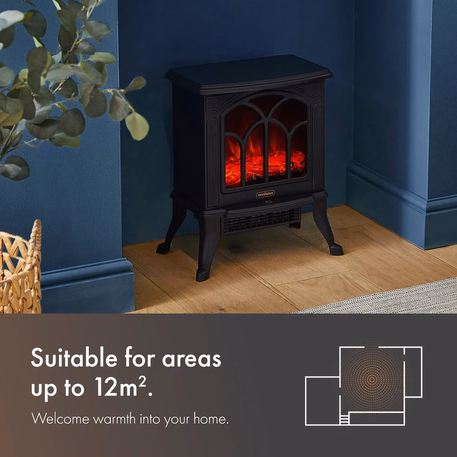 VonHaus 1500W Electric Stove Heater in Black – 2