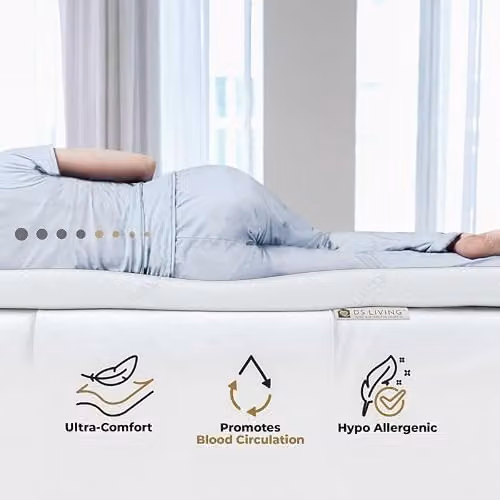 DS Living Memory Foam Mattress Topper, White, 7.5 cm Thickness – 2