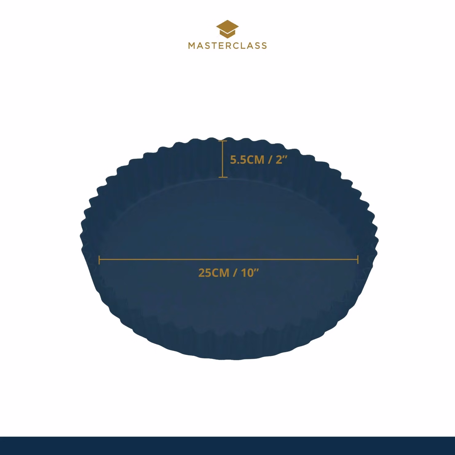 MasterClass Non-Stick Carbon Steel Fluted Loose Base Tart Tin, Grey, 23cm – 3
