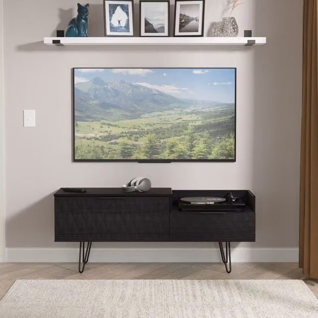 2 U Islay Ready Assembled Modern 2 Drawer Coffee TV Unit in Black