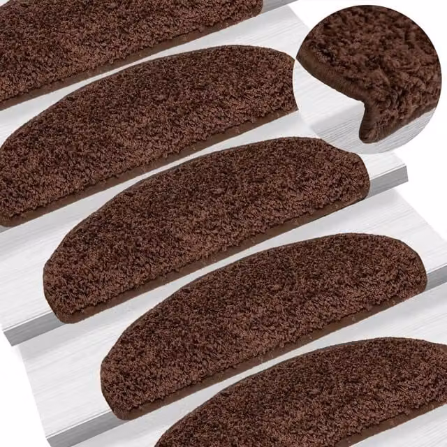 Berkfield Home Self-Adhesive Non-Slip Stair Mats, 10 Pack, Brown, W: 65 cm, D: 21 cm, H: 4 cm