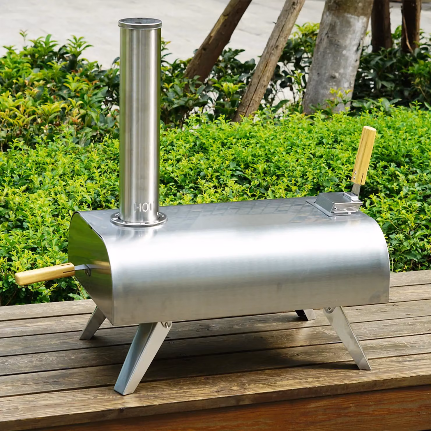 Gr8 Garden Portable 12 inch Wood Pellet Pizza Oven and BBQ Stainless Steel Outdoor Grill in Silver W/D/H: 68.5 x 36.5 x 63.0 cm – 2
