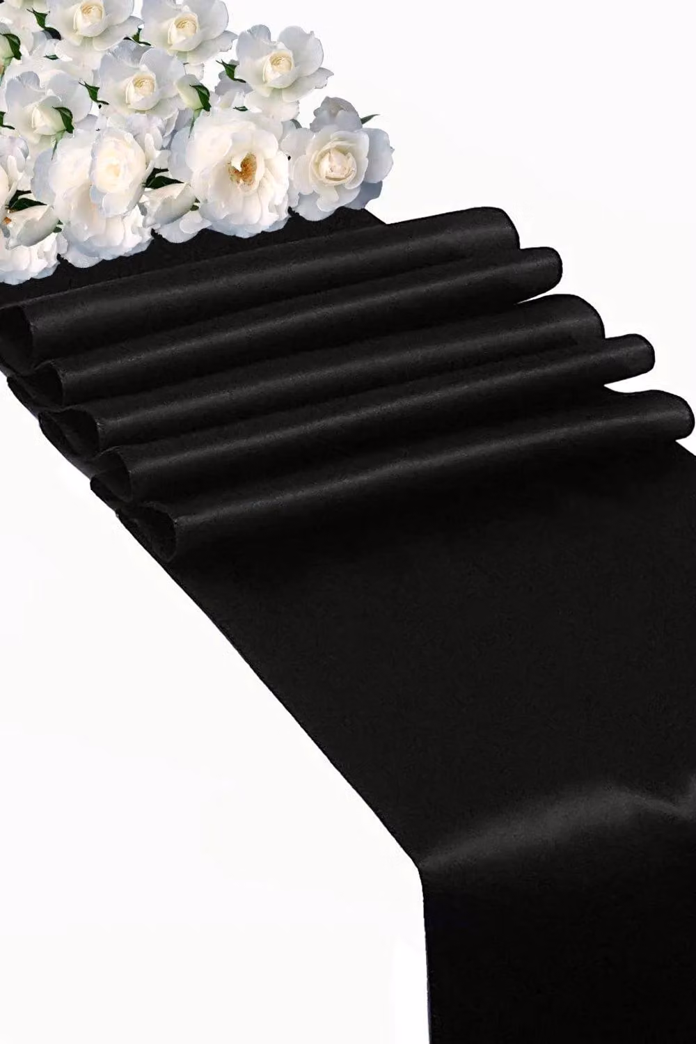 Neel Blue Satin Table Runner in Black, W/H: 28 x 711 cm