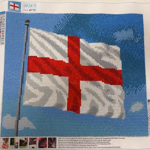 Syntego England St George's Flag Diamond Art Kit in Multicolour, Blue and Red