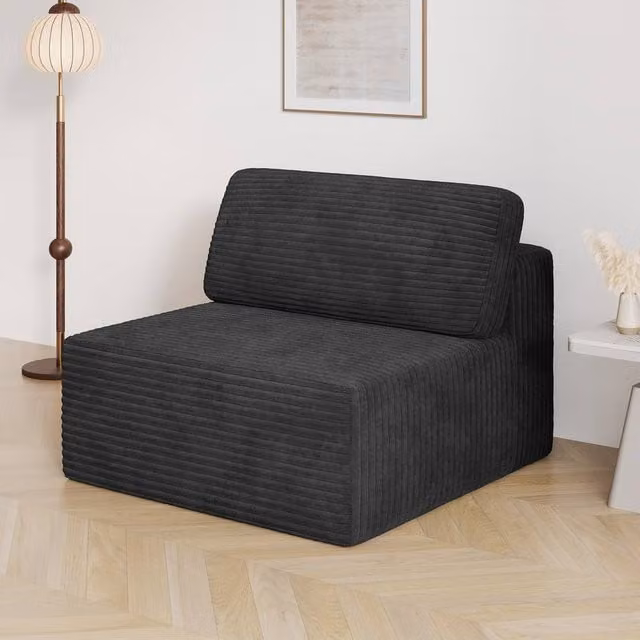 Dprodo Corduroy Modular Sofa Middle Seat, Black, W/D/H: 101 x 101 x 82 cm – 1