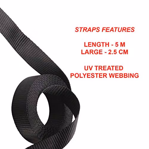 Master Lock Black and Silver Polyester Ratchet Tie-Down Strap, Length: 5 m, Width: 25 mm – 5