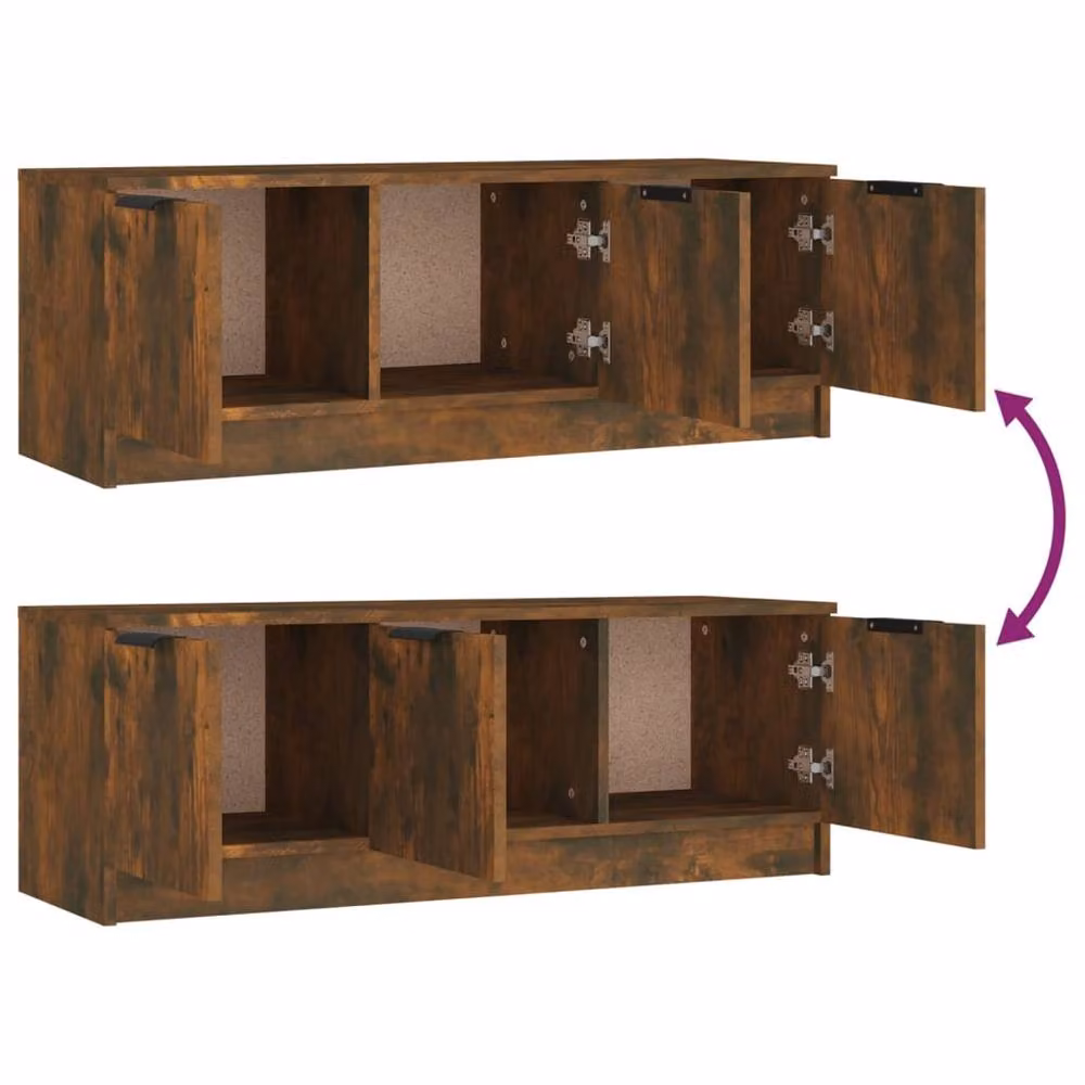Berkfield Home Smoked Oak TV Cabinet in Brown, W/D/H: 102 x 35 x 36.5 cm – 4