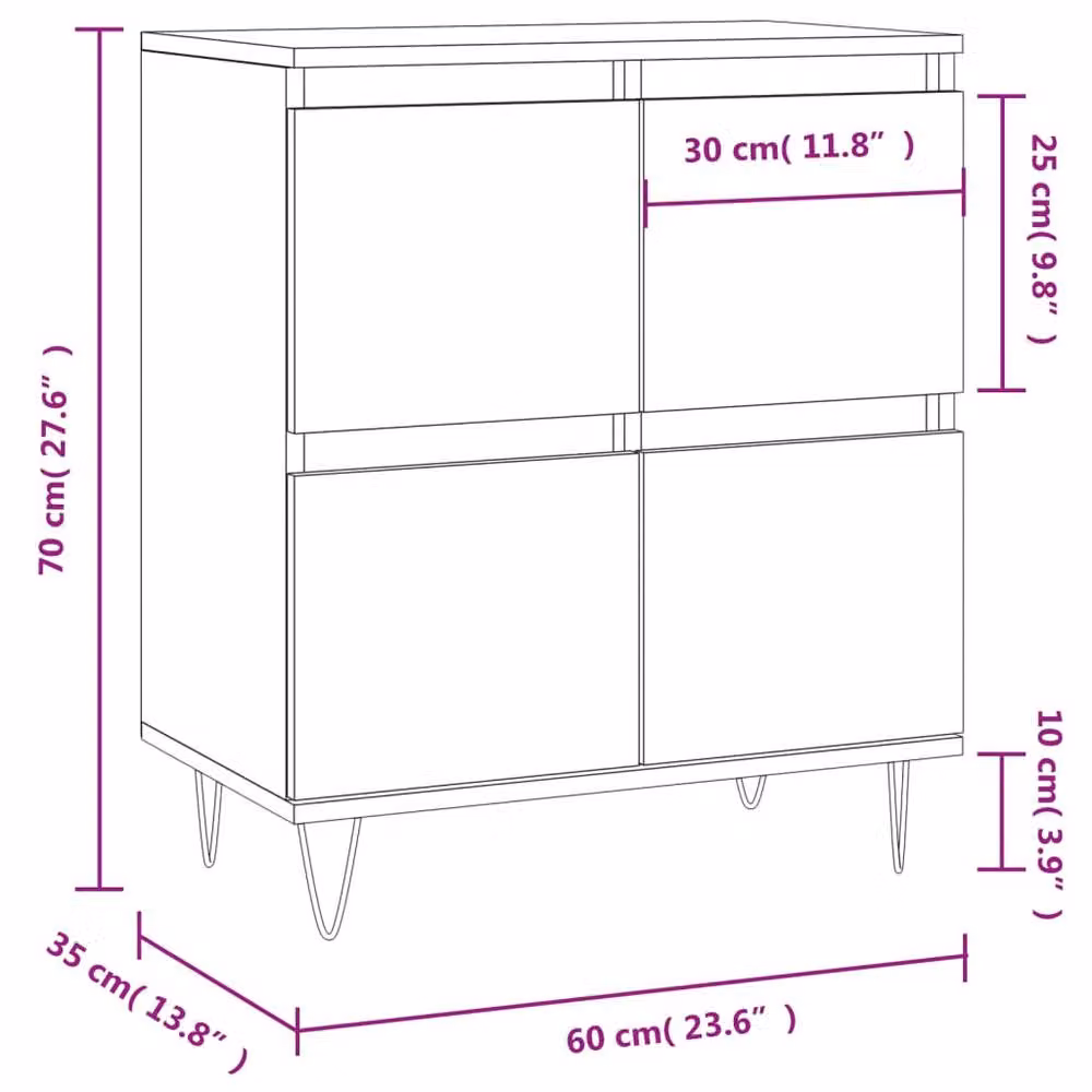 Berkfield Home Industrial Sideboard in Concrete Grey, W/D/H: 60 x 35 x 70 cm – 2