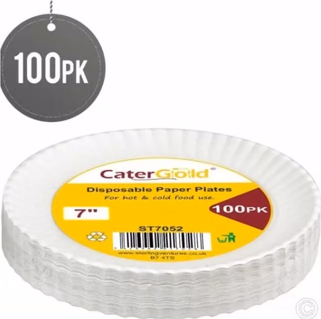 UMKY 100 Disposable White Paper Plates