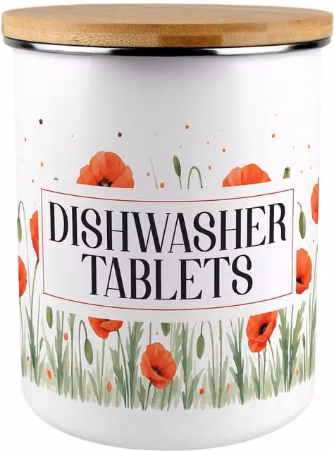 Purely Home Floral Enamel Metal Airtight and Leakproof Container in Red and White
