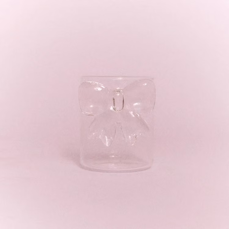 LEPELCLUB Bow Tumbler Glass in Transparent Pink
