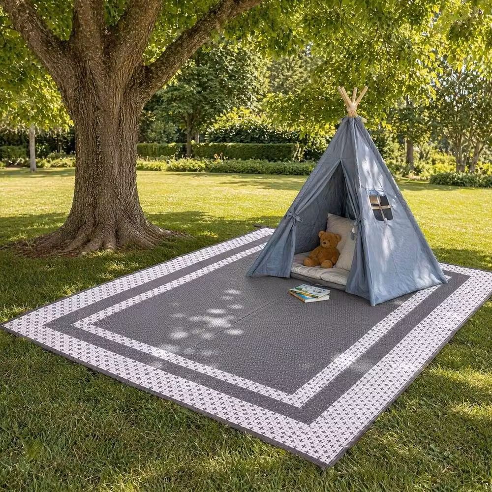 FLAVORA Reversible Grey Double-Sided Terrace Mat for Camping and Garden, W/D/H: 122 x 183 cm – 4