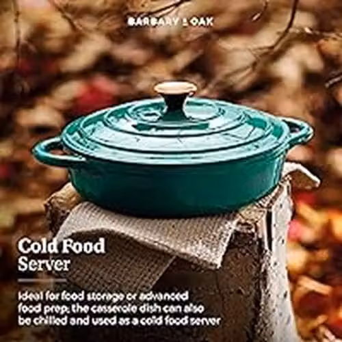 Tower Shallow Cast Iron Casserole Pan with Enamel Interior, Green, 28cm – 6