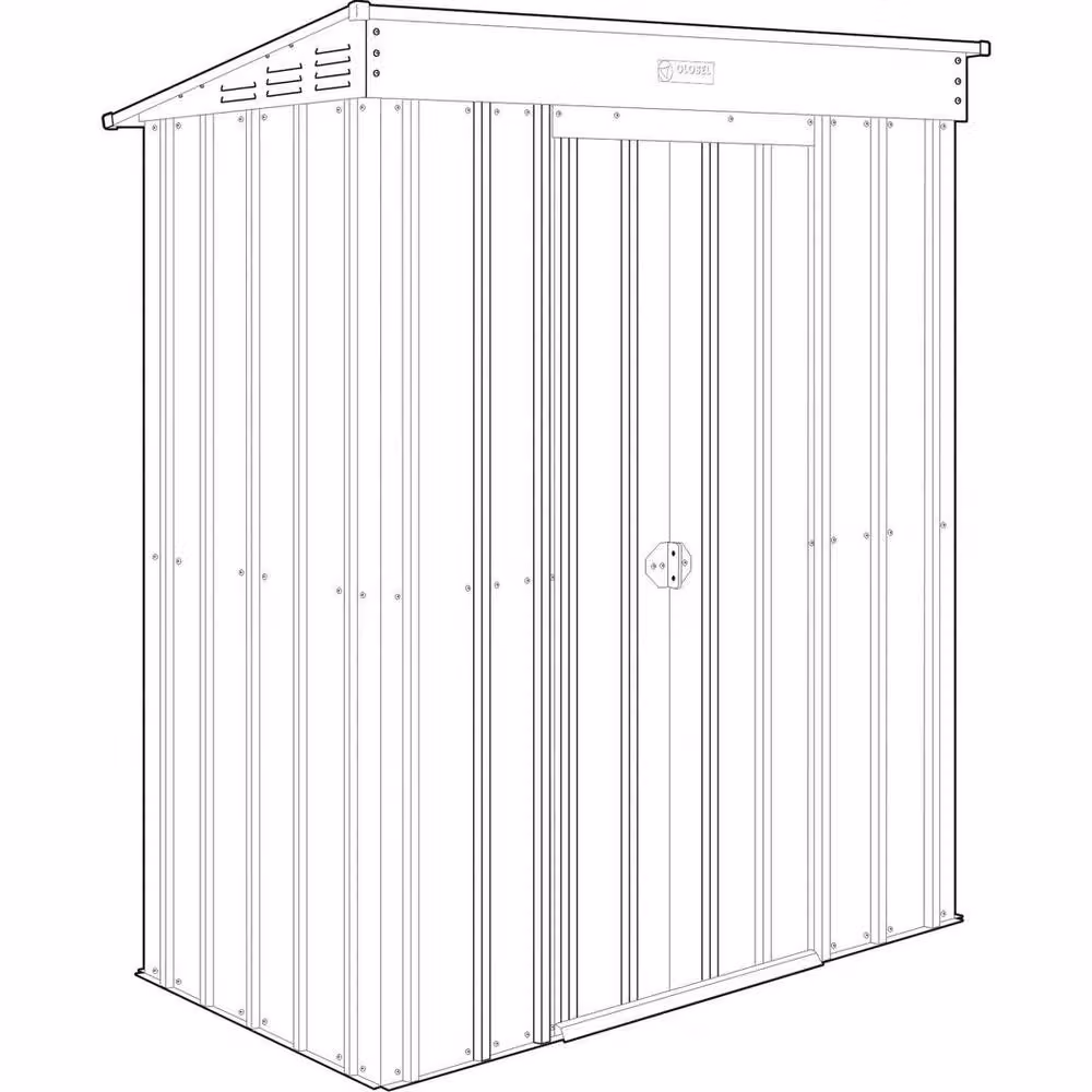 Mercia Green Galvanised Steel Pent Storage Shed with Double Doors and Side Vent, W: 152.4 cm, D: 91.44 cm, H: 147.32 cm – 3
