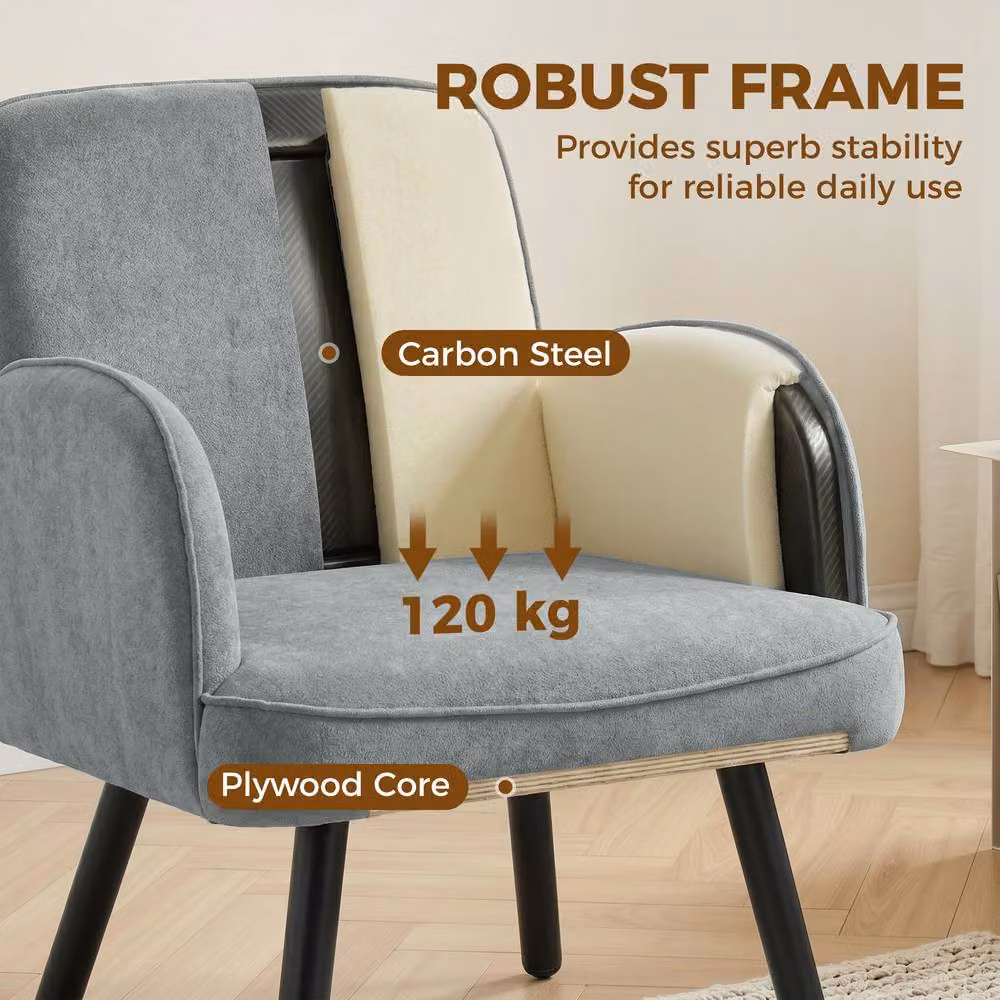 STILVORA Modern Grey Velvet Tub Armchair with Spring Core Cushion – 4