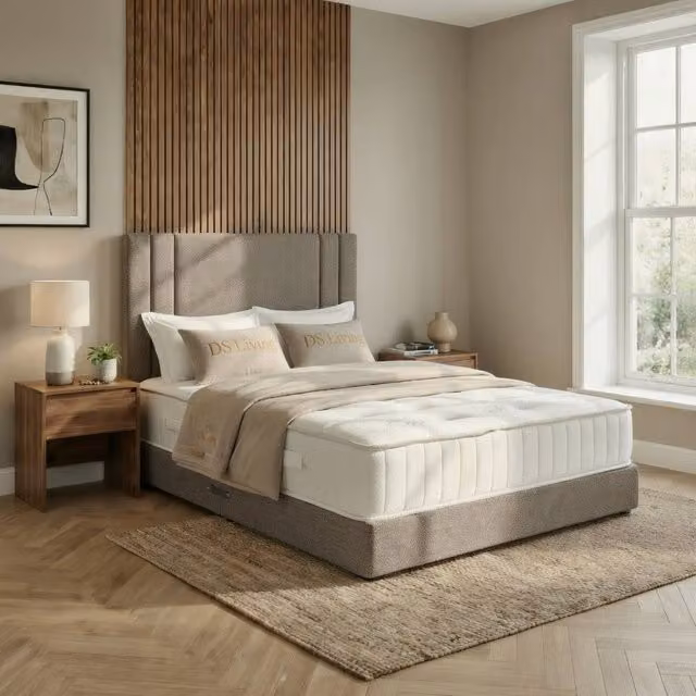 DS Living Velora Upholstered Fabric Divan Bed Frame in Brown, W/D: 200 x 200 cm – 1