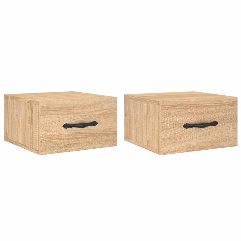 Berkfield Home Set of 2 Wall-mounted Bedside Cabinets in Sonoma Oak Tan, W/D/H: 35 x 35 x 20 cm