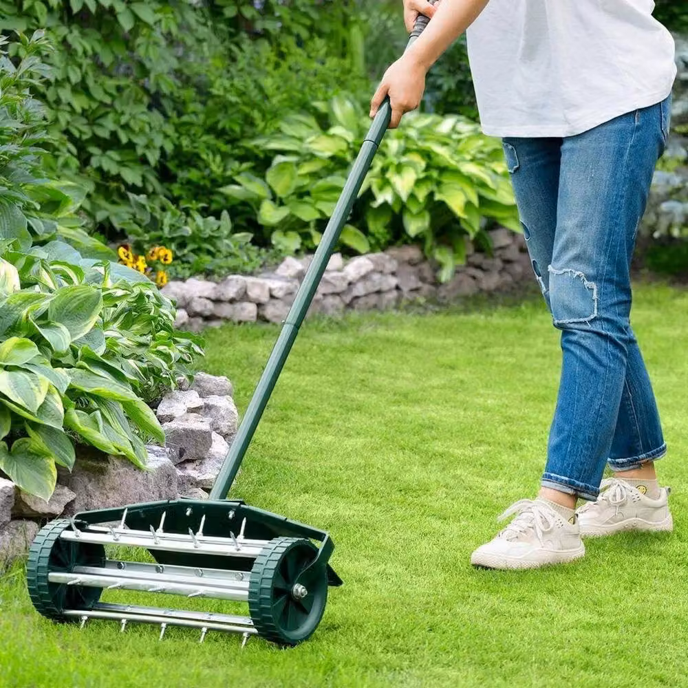 KORVIXA Manual Aerating Gardening Rolling Lawn in Green, 45 cm – 3