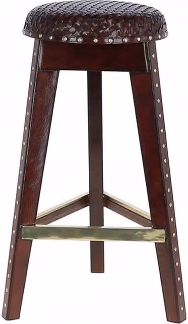 Exquisite LF 134 Brown Leather Barstool with Ashwood Legs