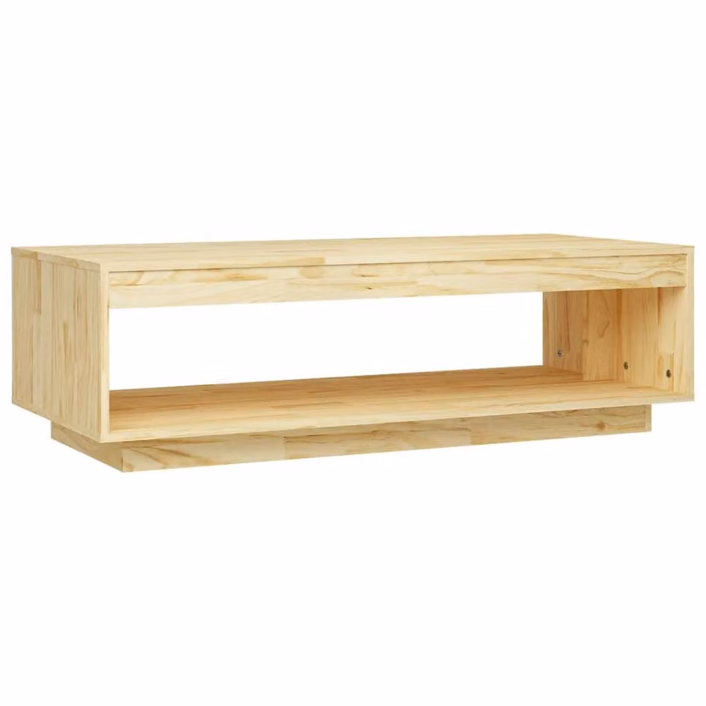 Berkfield Home Modern Rectangular Coffee Table in Natural Solid Pine, W: 110 cm, D: 50 cm, H: 33.5 cm – 2