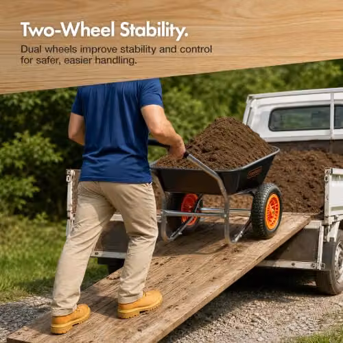 VonHaus 78L Heavy Duty Garden Wheelbarrow with Dual Pneumatic Tyres and Steel Frame, Black – 2