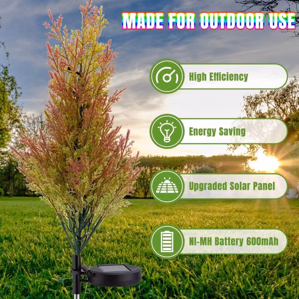 SPETLEK 2x Multicolour LED Solar Christmas Tree Stake Lights with Ground Spike, Black, H 100 cm x W 15 cm – 4