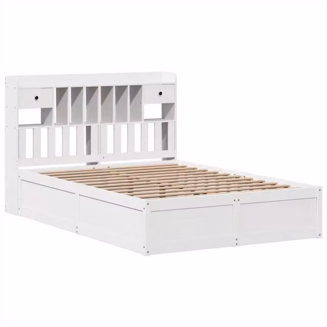 Berkfield Home Beautiful King Size Bed Frame in White Solid Pine, W/D/H: 150 x 200 x 110 cm – 1