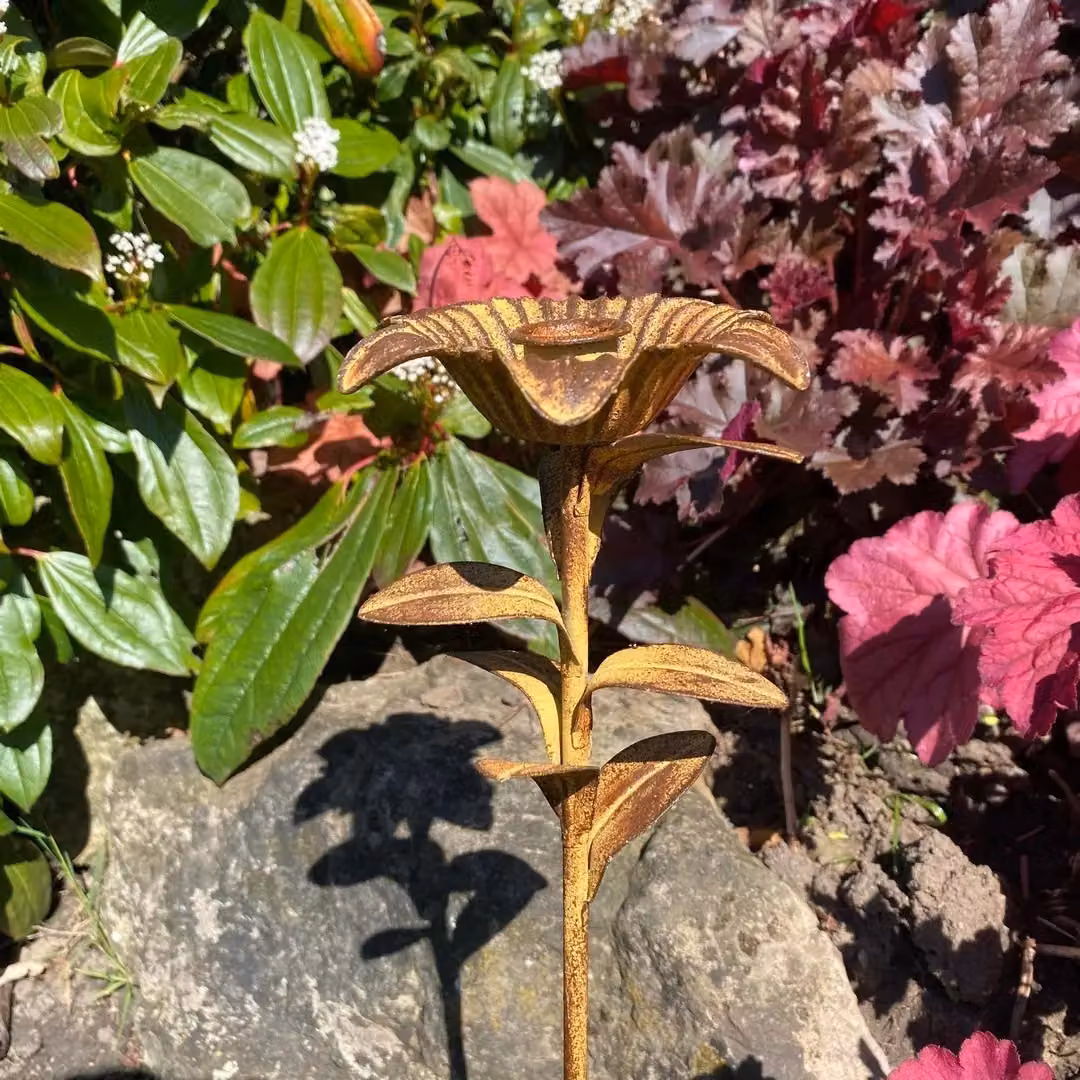 Minster Brown Metal Garden Stake Candle Holder, W/D/H: 8 x 8 x 63 cm – 8