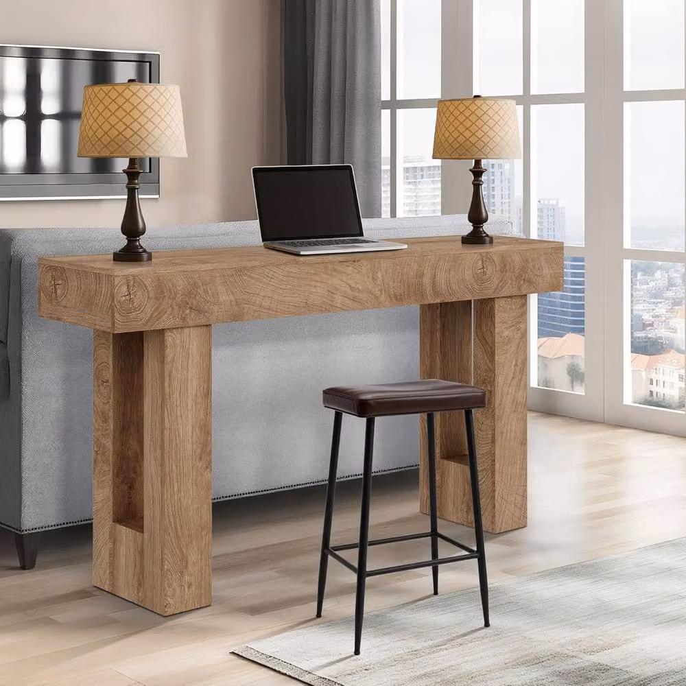London Boutique Slim Entryway Console Table in Light Brown, W: 160 cm, D: 40 cm, H: 15 cm – 3