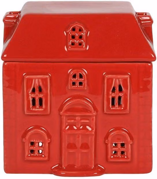 KDMD Red Ceramic House Oil Burner and Tealight Lamp – 1