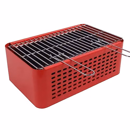 Modern Stoves Tabletop Charcoal BBQ in Red or Silver, Stainless Steel, W/D/H: 40 x 25 x 16 cm – 2