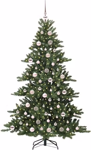 Berkfield Home Elegant Artificial Hinged PVC Christmas Tree with 300 Warm White LEDs, Green, Height: 180 cm – 1