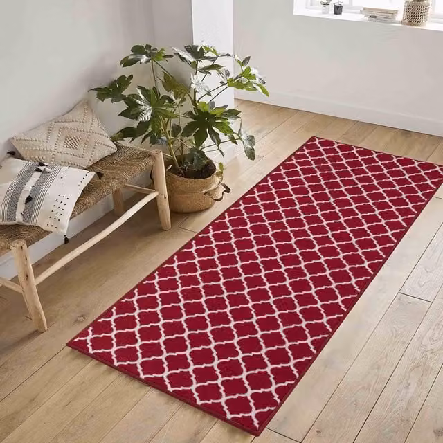 Serdim Rugs Havana Red Trellis Design Non-Slip Washable Doormat, W: 50 cm, D: 80 cm – 1