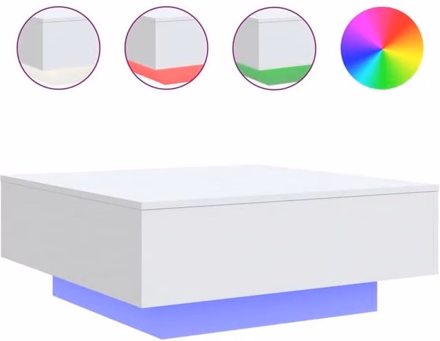 Berkfield Home White Glossy Square Coffee Table with LED Lights W/D/H: 80 x 80 x 31 cm – 1