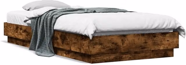 Berkfield Home Smoked Oak Bed Frame in Brown, W/D/H: 100 x 200 cm – 1