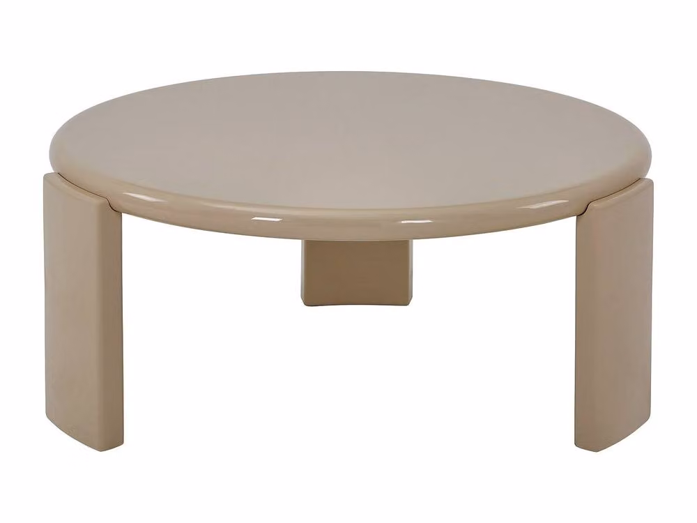 Vente-unique ZYRENIA Round MDF Coffee Table in Glossy Beige, W/D/H: 80 x 80 x 35 cm – 2