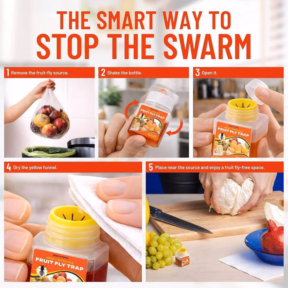 Volila Odour Free Indoor Fruit Fly Traps, Orange, 6 Pack – 3