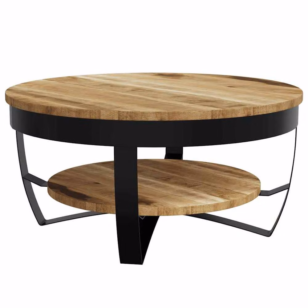 Berkfield Home Beautiful Coffee Table in Brown Solid Rough Mango Wood W: 65 cm, D: 32 cm – 2