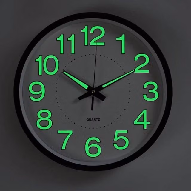 EONLION Modern Silent Round Analog Wall Clock in Black, Diameter: 30.48 cm
