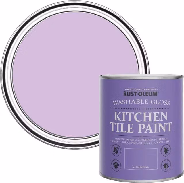 Rust-Oleum Water-Based Kitchen Tile Paint in Gloss Finish, Violet Macaroon, 750ml