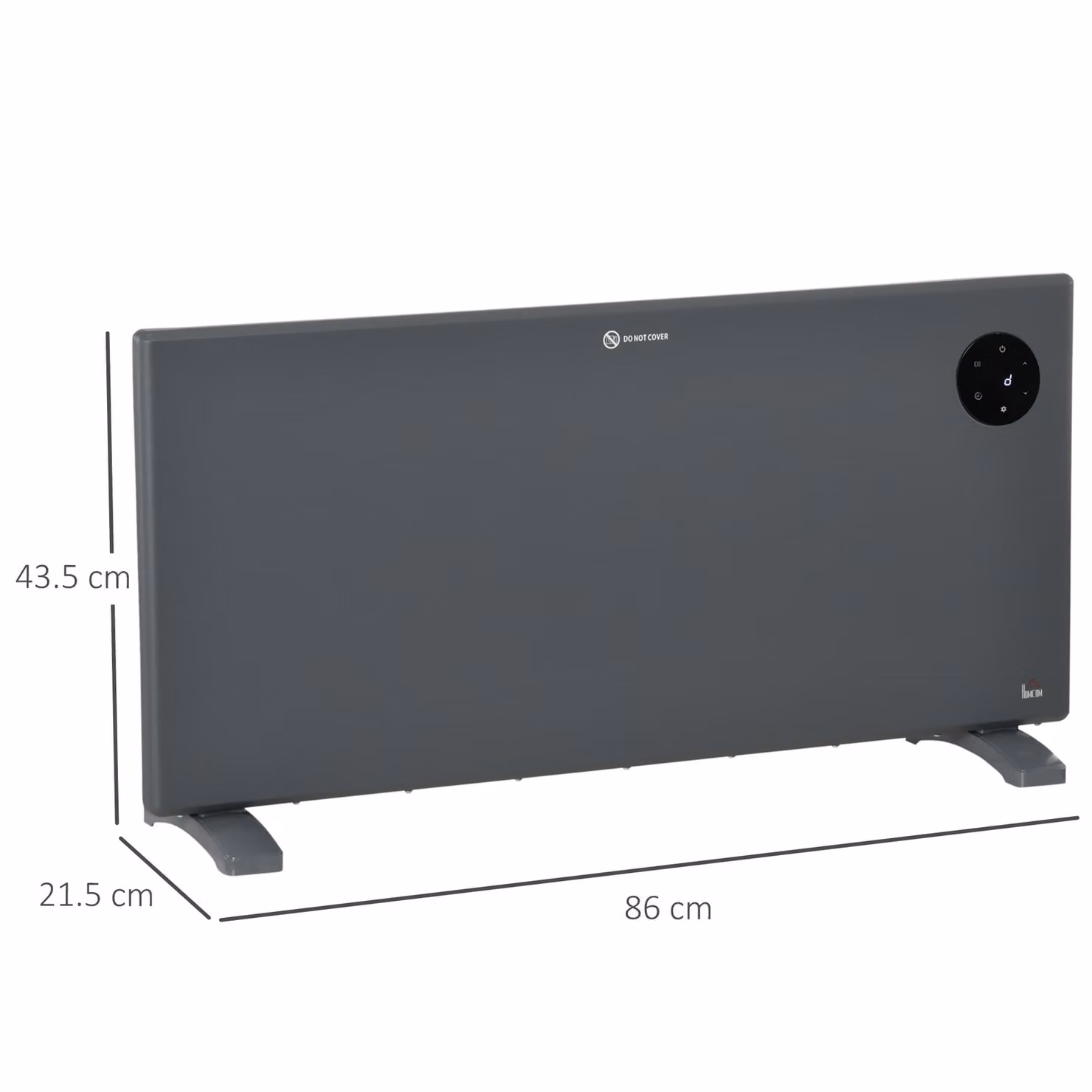HOMCOM 2000W Electric Convector Space Heater, Grey, Freestanding or Wall Mounted with Adjustable Thermostat, Timer and Remote Control – 3